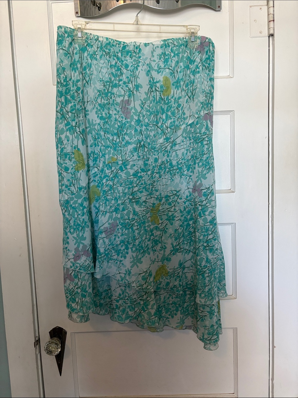 Lane Bryant Light Aqua Floral Tiered Skirt Size 18/20